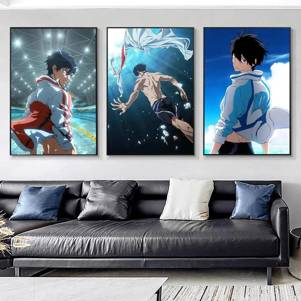 Hot Cartoon Anime F-Free Haruka Nanase Posters HD Print Vintage Wall Art Decor for Home Study Room