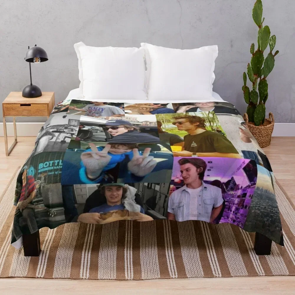 

Joe Keery Pic Collage Throw Blanket Designers Moving Nap Blankets