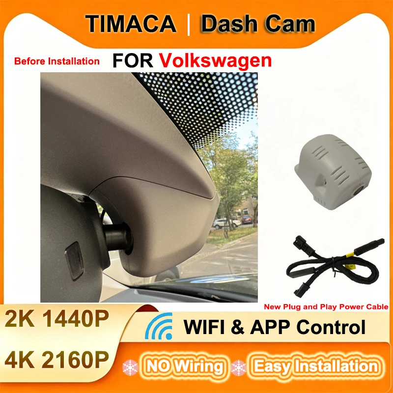 TIMACAM for Volkswagen VW TERAMONT X 2021 2022 2023 Dash Cam Front Rear Camera DVR 2K 4K 2160P Wifi Plug and Play Video Recorder