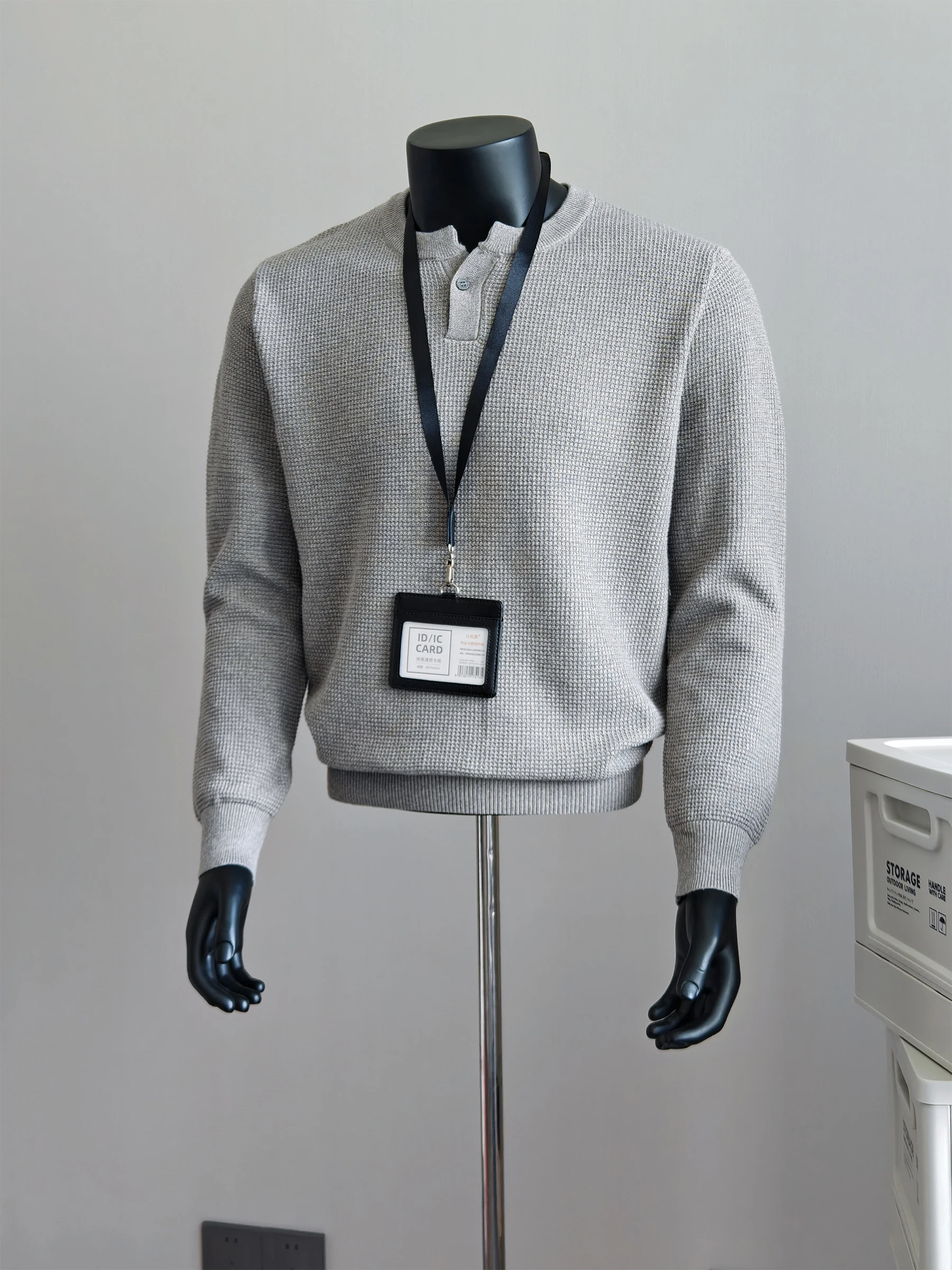 

Мужской вязаный свитер в стиле ретро с V-образным вырезом и воротником хенли, осенне-зимний, мягкий, комфортный, из смесового полиэстера и хлопка, с длинными рукавами