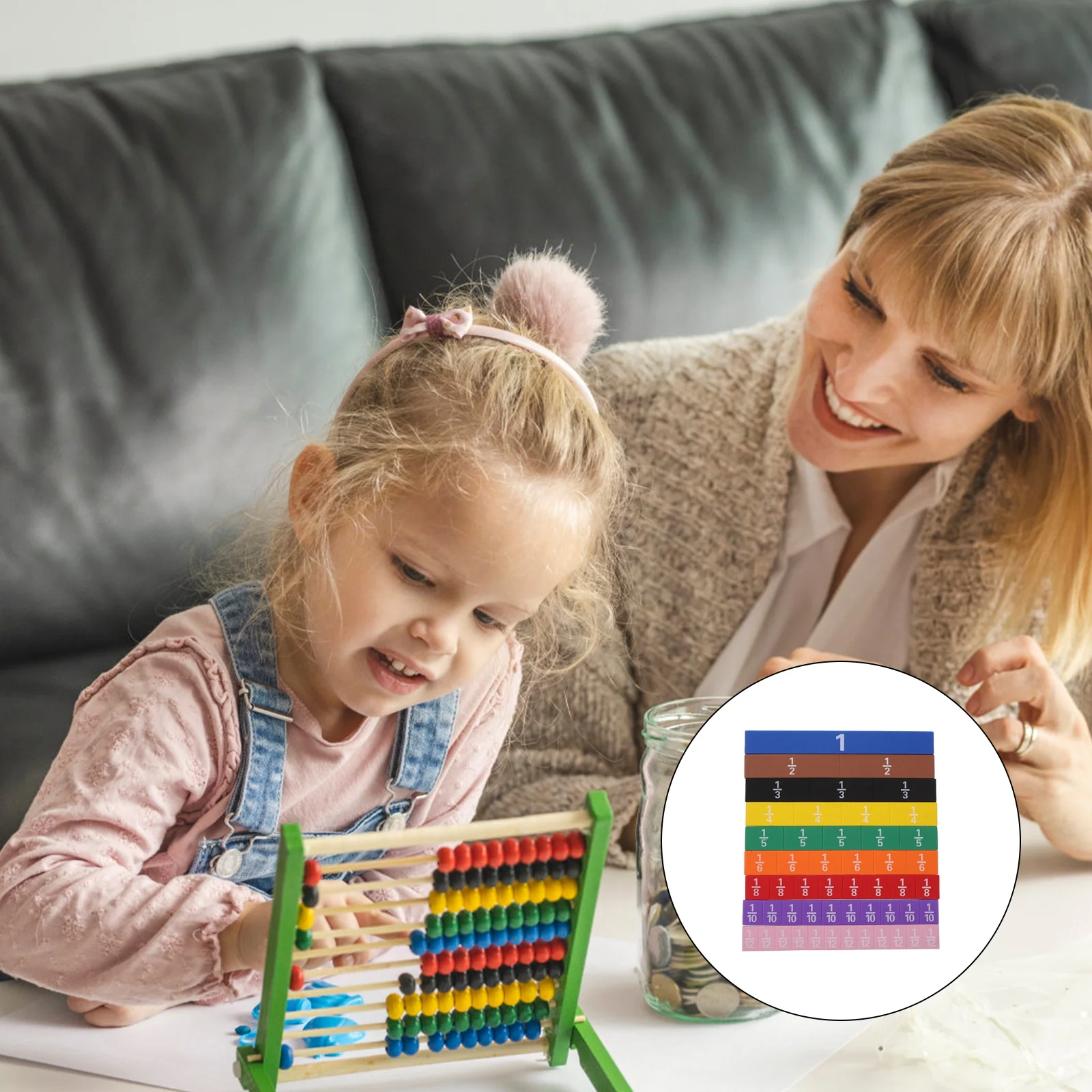 

EVA Fraction Blocks Puzzle Learning Toys Magnetic Educational Math Manipulative Cognition Tower Safe Kids