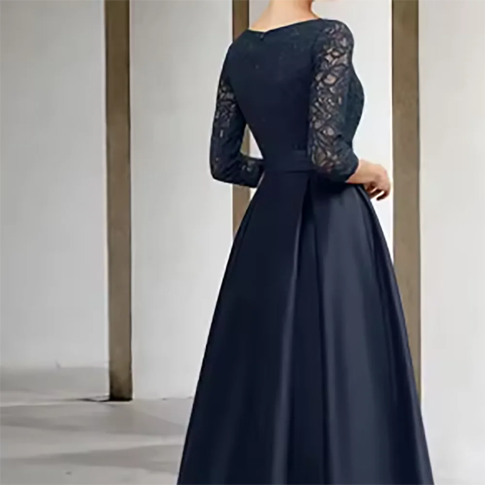 Clássico cetim renda faixas a linha vestidos de noiva mãe de vestidos de noiva personalizados