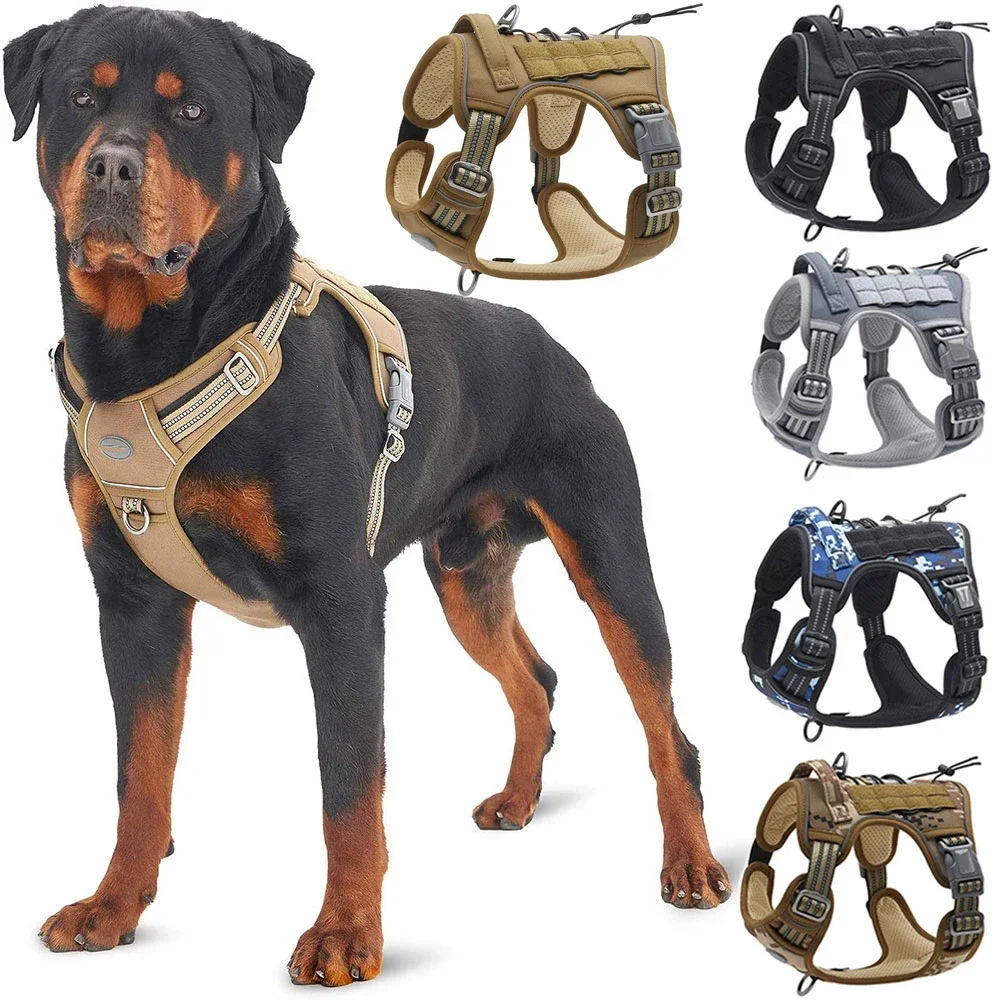 1PCS Tactical Dog Harness for Small Large Dogs No Pull Adjustable Pet Harness and Leash Set Reflective K9 Working Training Vest