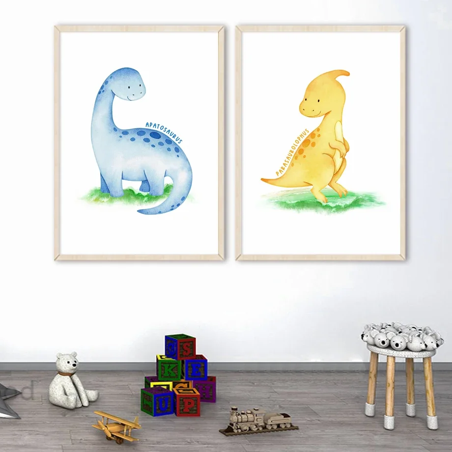 Triceratops T-Rex Pterosaur Dinosaur Wall Art Canvas Painting Nordic Posters And Prints Cartoon Wall Picture For Kids Room Decor