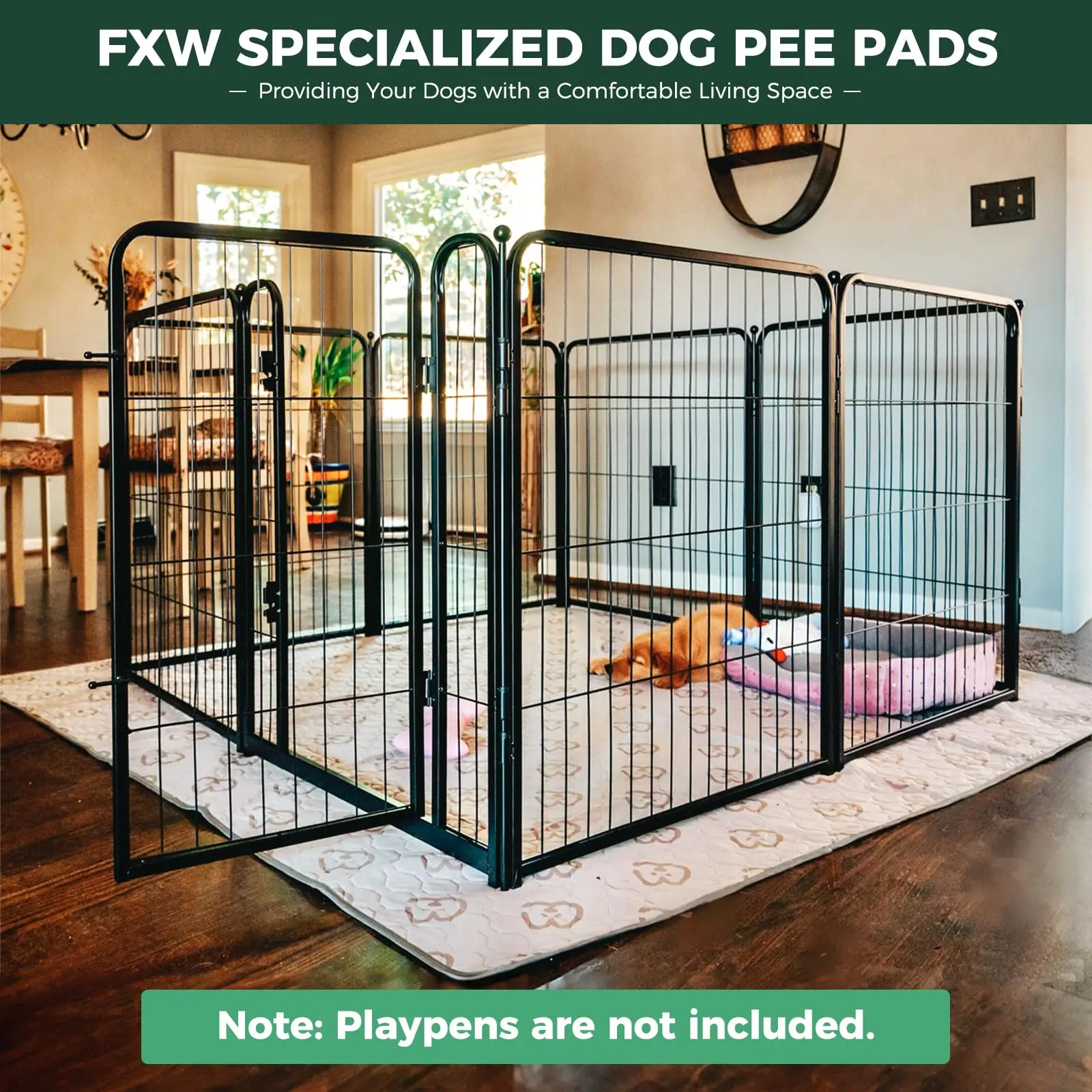 FXW Washable Pee Pads for Dogs, Puppy Pads with Super Absorbent for Crate, Traning, Sofa/Bed,