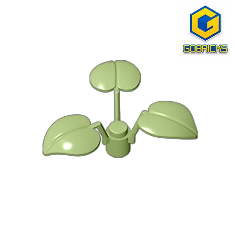 Gobricks GDS-1449 Plant Flower Stem 1 x 1 x 2/3 with 3 Large Leaves  compatible with lego 6255 pieces of children's toys