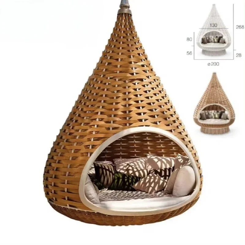 Hanging Rattan Hammock Rattan Bird Nest Round Swing Chair Canopy Bed swing