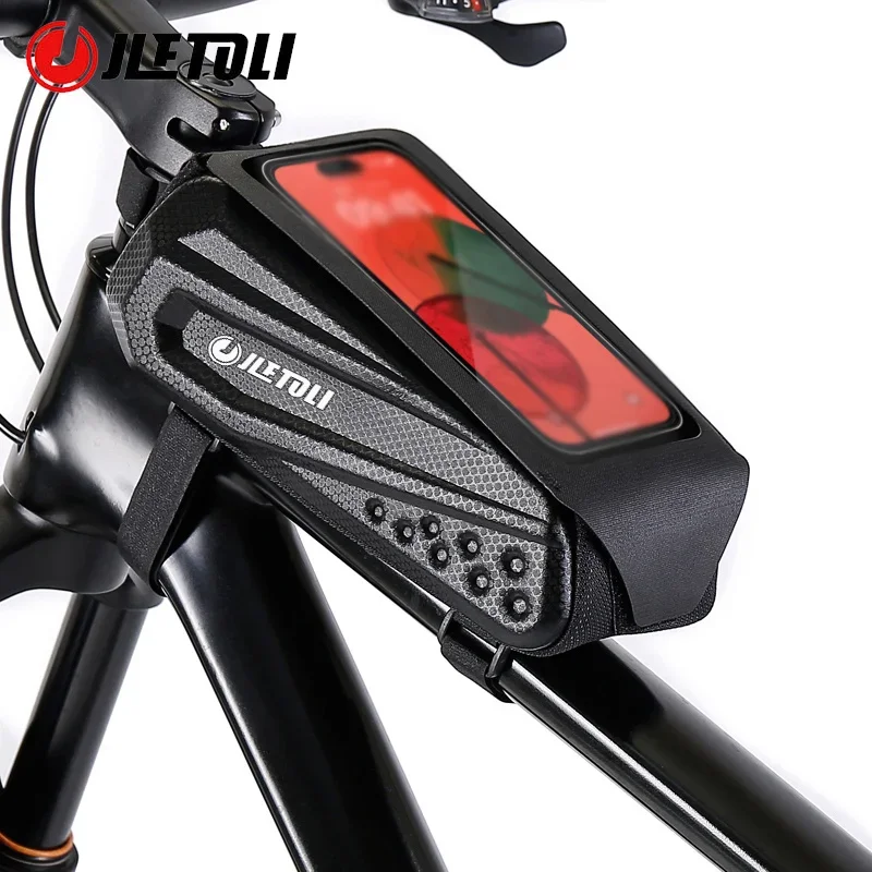 JLETOLI Hard Shell Bicycle Top Tube Bag Waterproof Bike  6.8