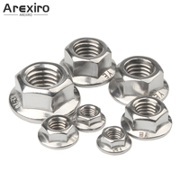 10PCS 304 Stainless steel M3 M4 M5 M6 M8 M10 M12 M16 Hex Flange Nuts VMetric Serrated Flange Hex Lock Nuts Bright Finish