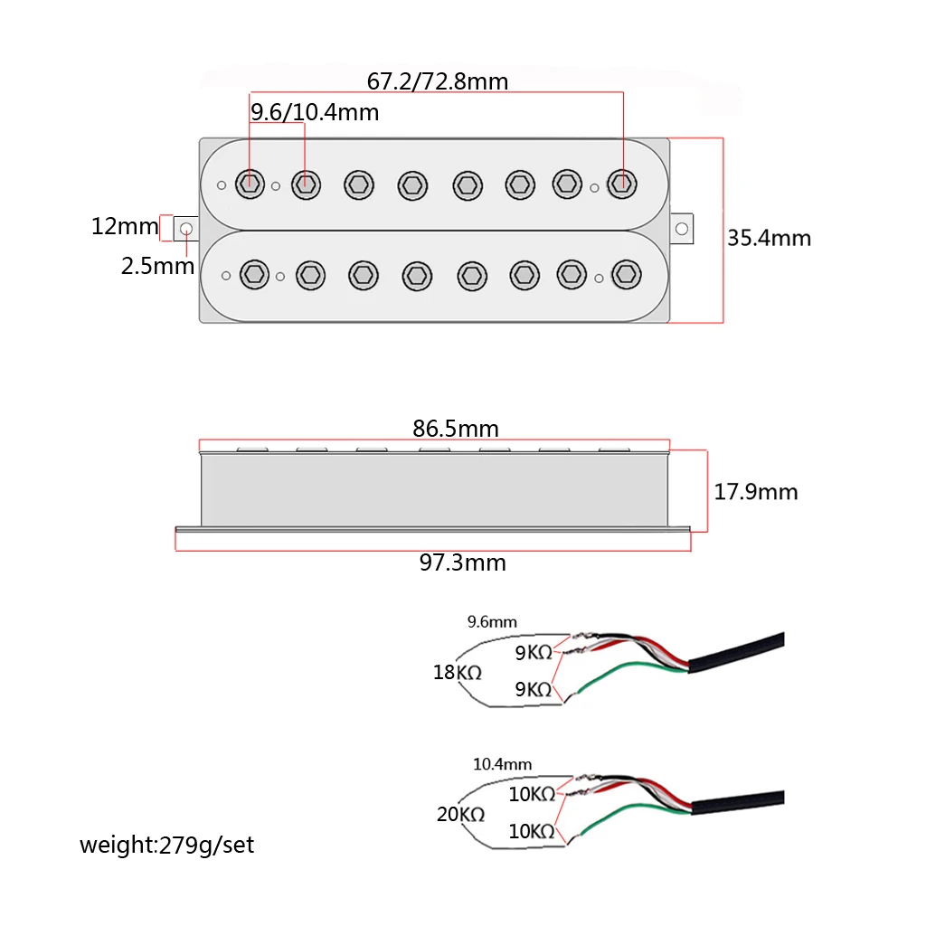 alnico v 8 strings neck and Bridge Pickup Humbucker Guitar