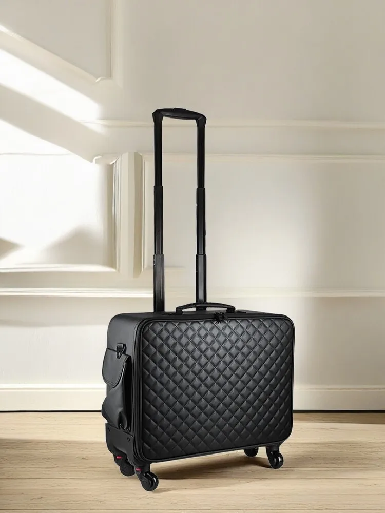

Professional Makeup Artist Trolley Case - Waterproof Oxford Cosmetic Organizer with Multi-Layer Compartments Beauty Toolbox