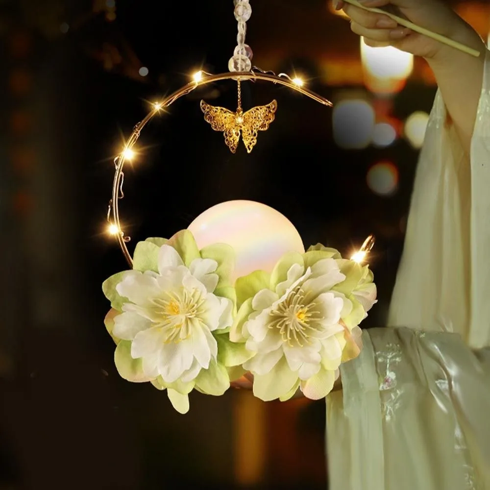

Butterfly Mid-Autumn Festival Lantern Glowing with LED Light Luminous Flowers Lanterns Handmade Ancient Style