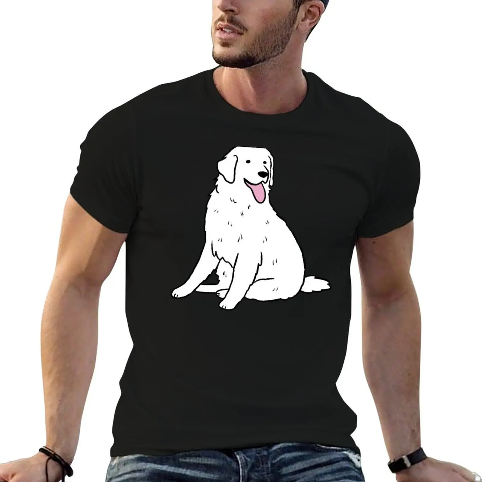 Camiseta con ilustración de perro lindo de Kuvasz, camisetas divertidas de algodón para hombre, camisetas de marca de lujo de alta calidad, camiseta 100% de algodón