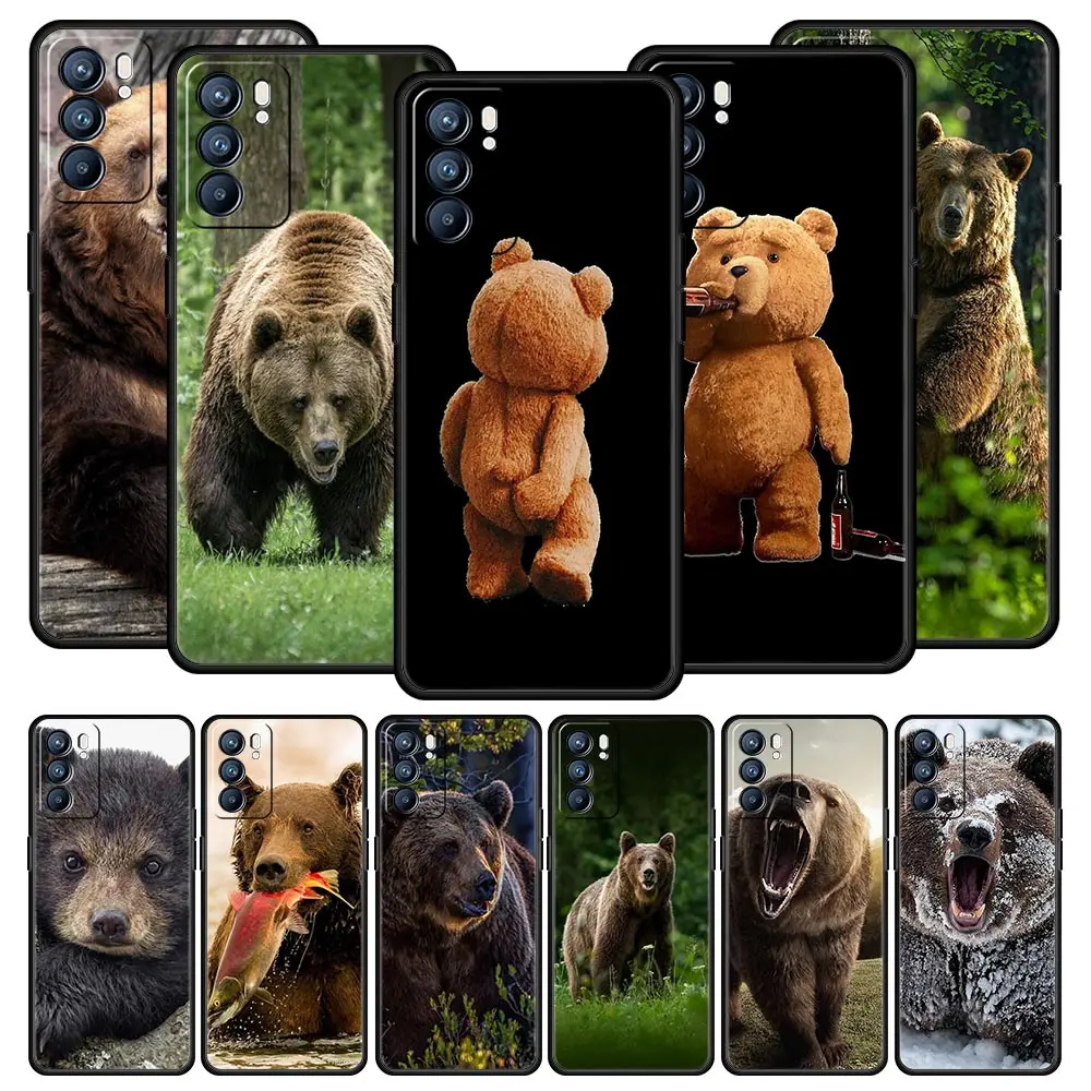 Funny Just Relax Brown Bear Phone Case For Oppo Find X5 A54 A53 A52 A9 2020 A15 A95 A76 A74 A12 Reno7 SE Reno6 Pro Plus 5G Cover