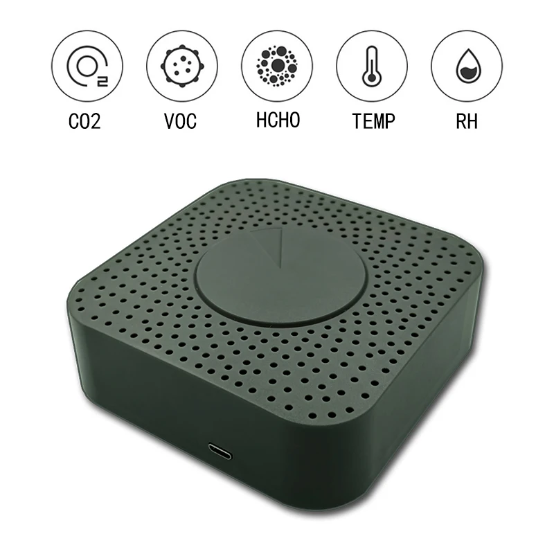 CORUI Tuya Smart Zigbee Air Box Formaldehyde VOC CO2 Temperature Humidity Sensor 5 In 1 Automation Alarm Detector For Smart Life