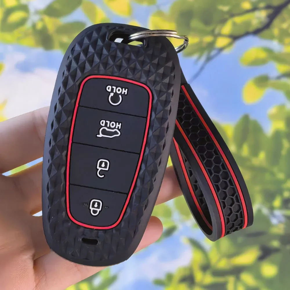 Modern Diamond 4 Button Remote Key Fob Shell With Keychain For Hyundai Tucson NX4 NEXO Sonata Dn8 Azera Staria