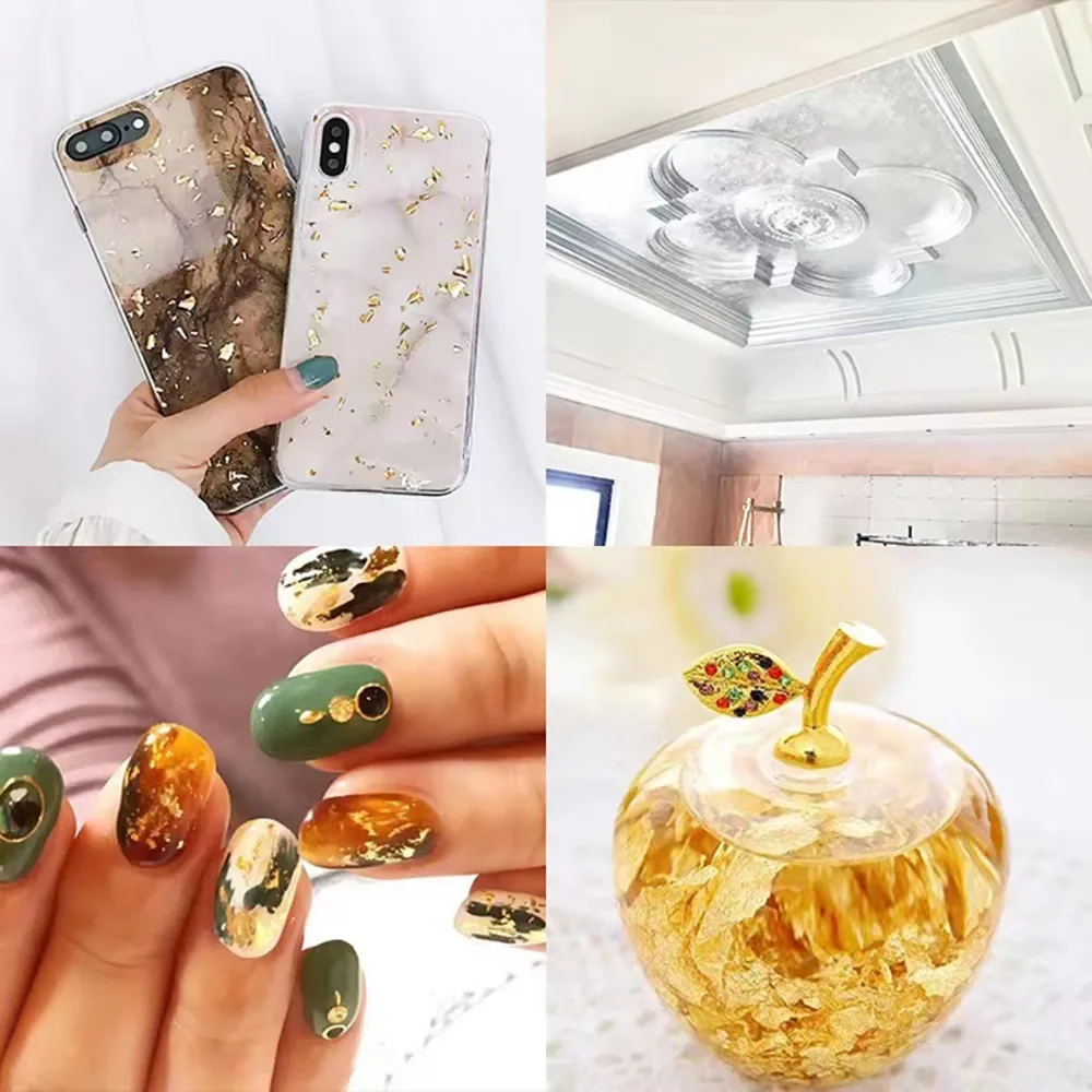 不規則なネイルアート金箔アルミ箔多目的メタリック箔フレーク DIY スパンコールグリッターマニキュア装飾ツール