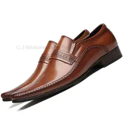 HKDQ Oxford-zapatos de cuero genuino para hombre, mocasines sin cordones, punta estrecha, informales, color negro y marrón