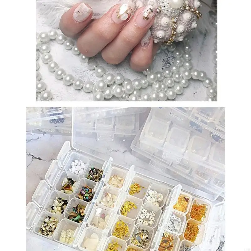

R3MF Metal Steel Bead 28-Grid Charms for Nail Art Decoration Home Salon DIY