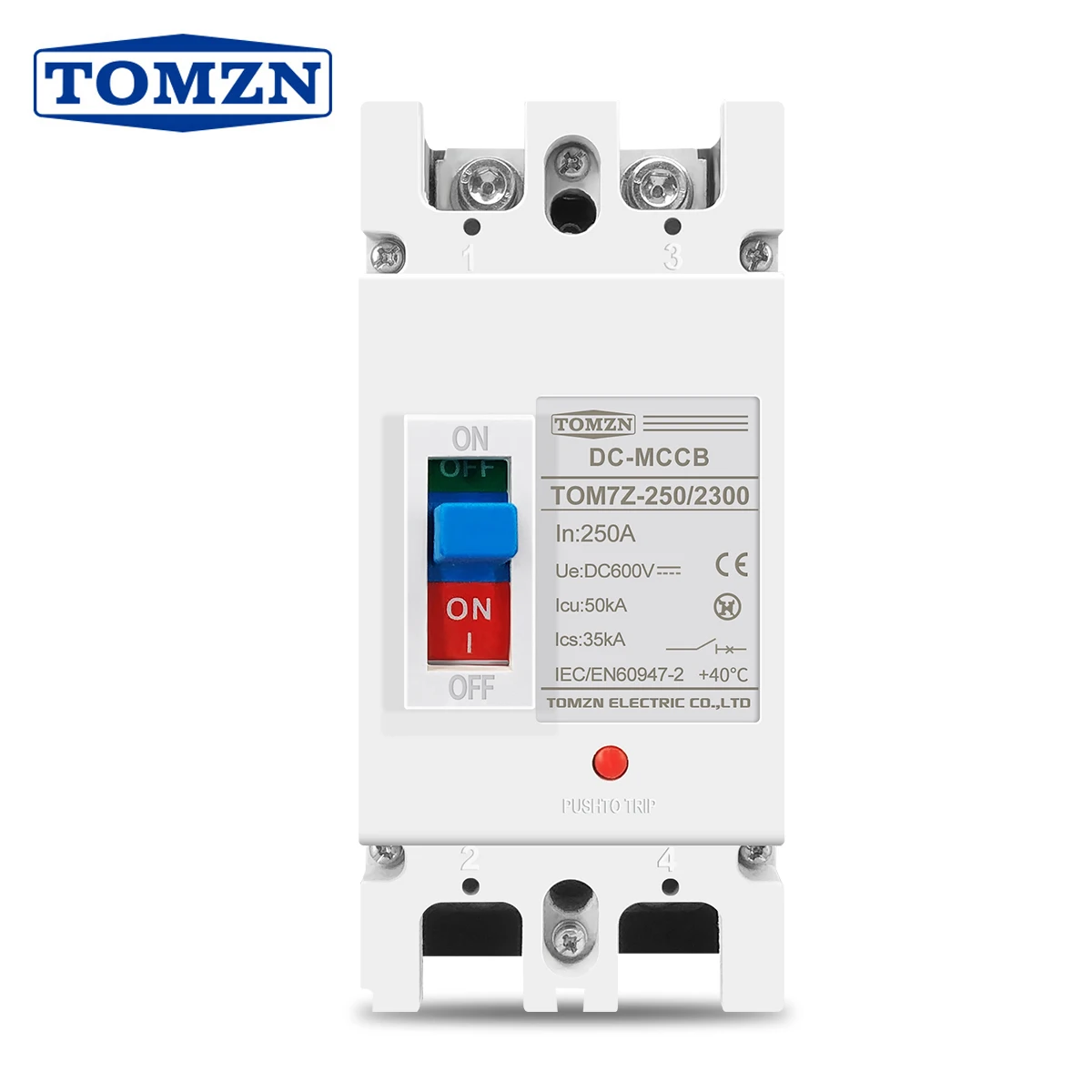 TOMZN 2P DC 600V DC Solar Molded Case Circuit Breaker MCCB Overload Protection Switch Protector for Solar Photovoltaic PV