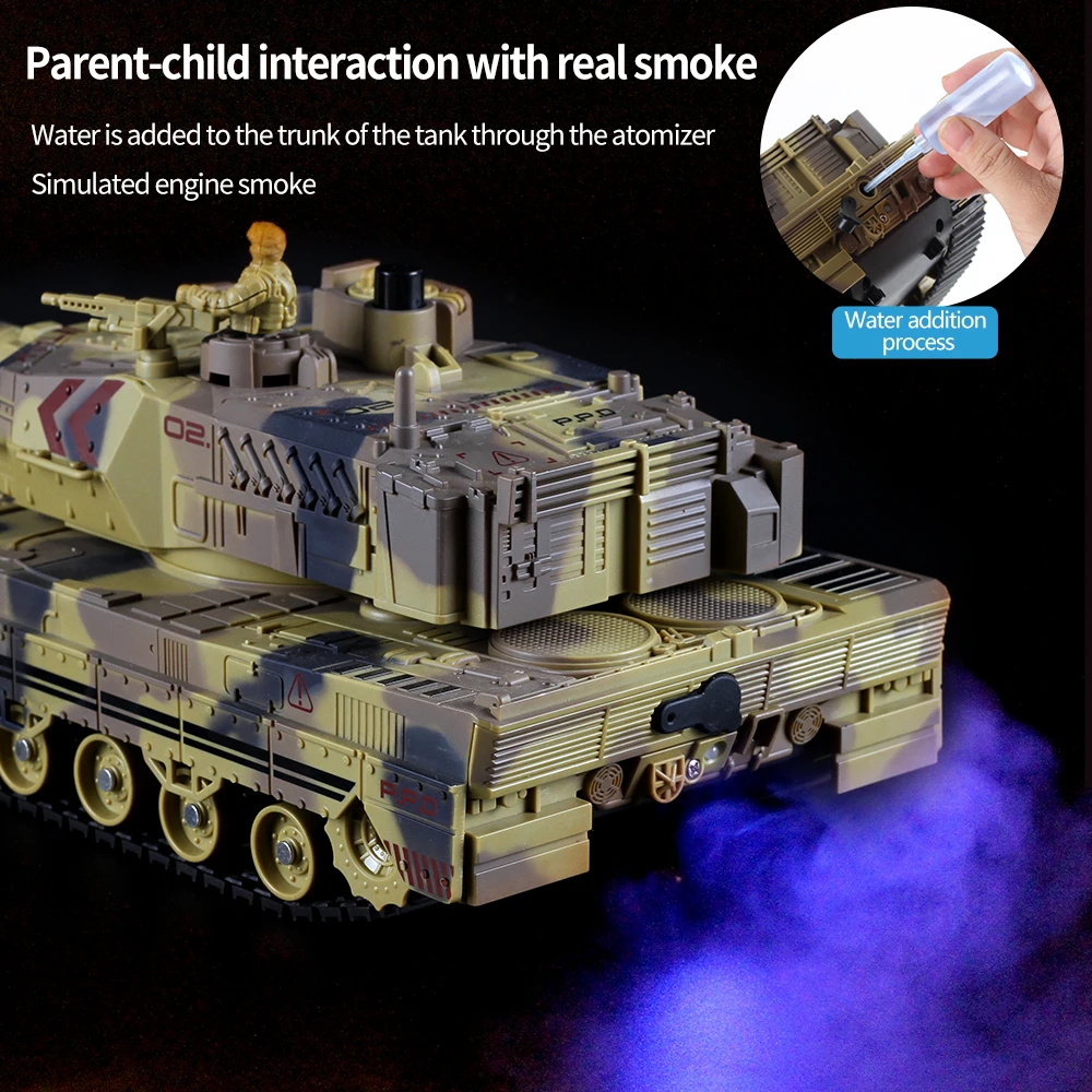 2.4G Tracked Simulation Remote Control Tank Water Bomb Spray Remote Control Vehicle War Armored Vehicle Model Children Toy Gift