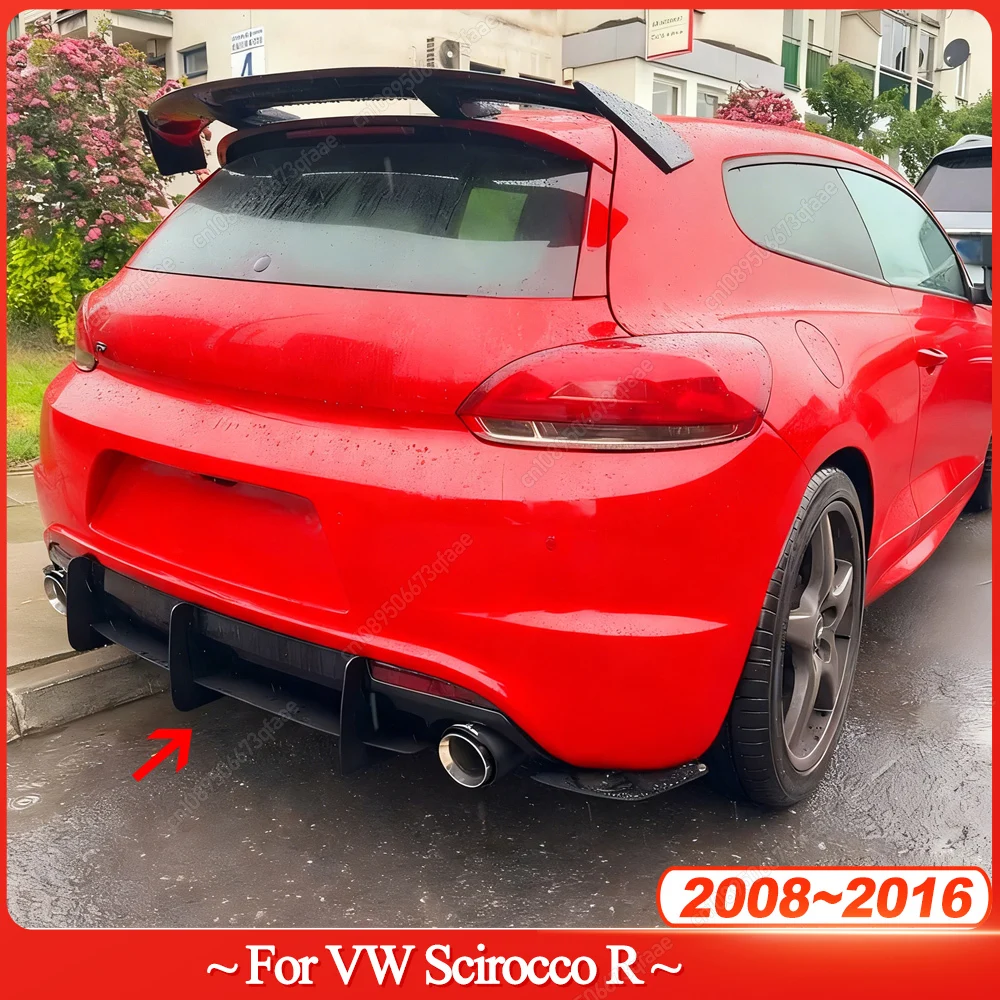 

Задний бампер автомобиля, диффузор, выхлопной кронштейн, сплиттер, спойлер для Volkswagen VW Scirocco R 2008-2016, черные обвесы из АБС-пластика, тюнинг