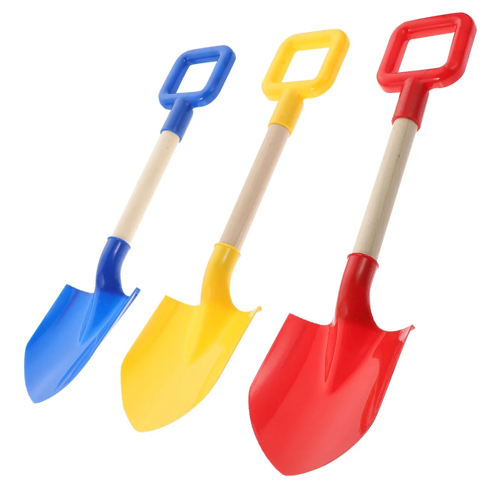 

3 Pcs Beach Toy Shovels for Summer Reusable Sand Kids Set Plastic Toys Outdoor Pp Wooden Toddler Travel