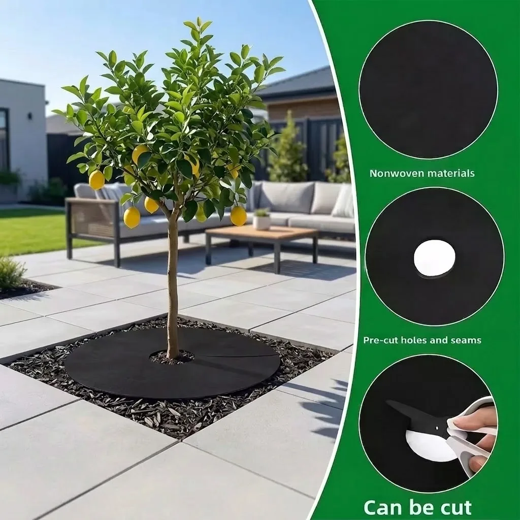 Non Woven Tree Mulch Ring Weeding Barrier Gardening Fabric Weed Control Protector Mat Plant Cover Anti Grass 15cm 62cm Width