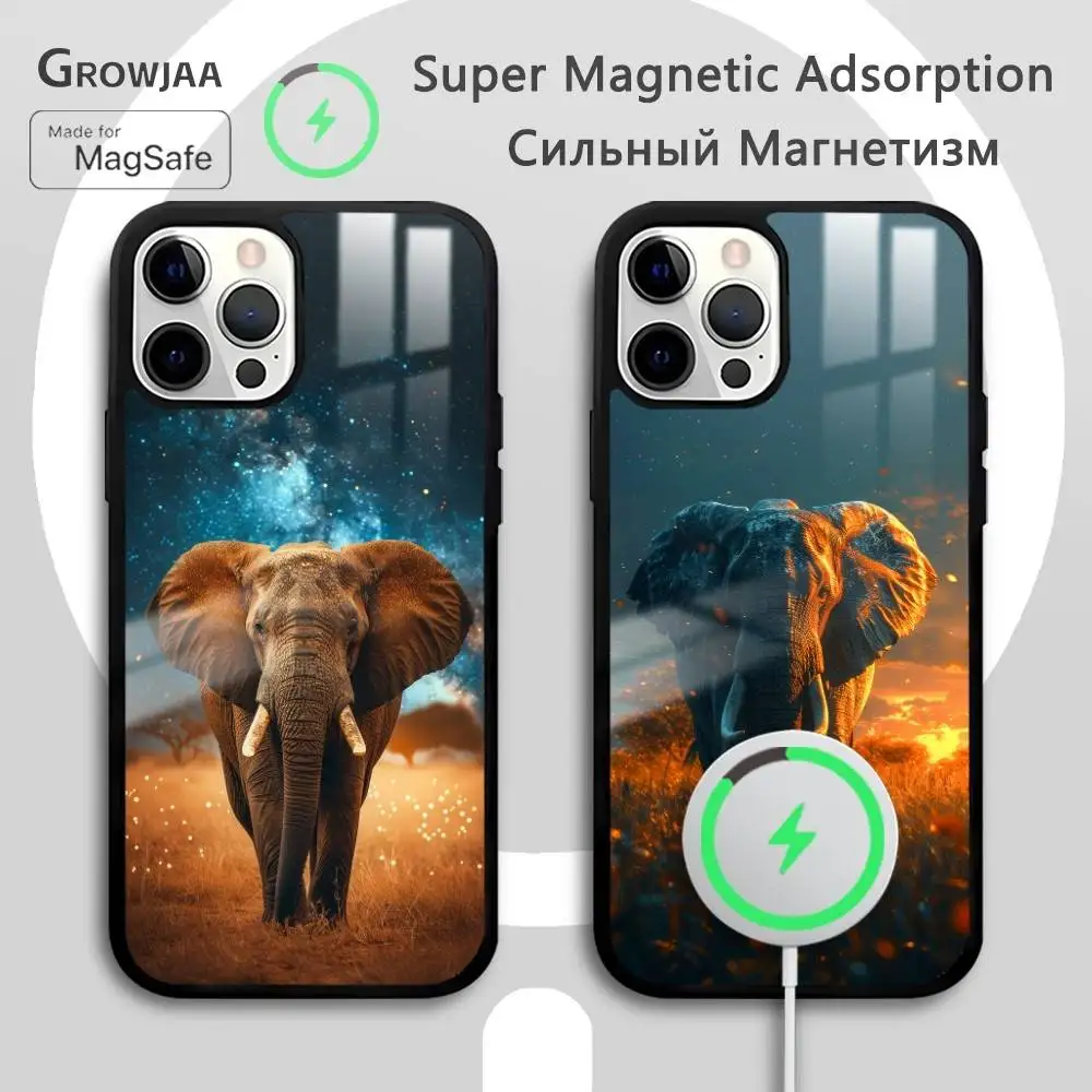 

Animal Elephant phone case for iPhone 17 16 15 14 13 12 11 Pro Max Plus Mini Magsafe Magnetic Wireless Mirror Funda