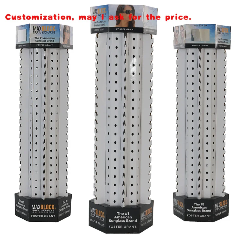 

custom.Customizable Foldable Cardboard Sunglasses Display Rack Modern Style Glasses Display Stand Recyclable Hooks