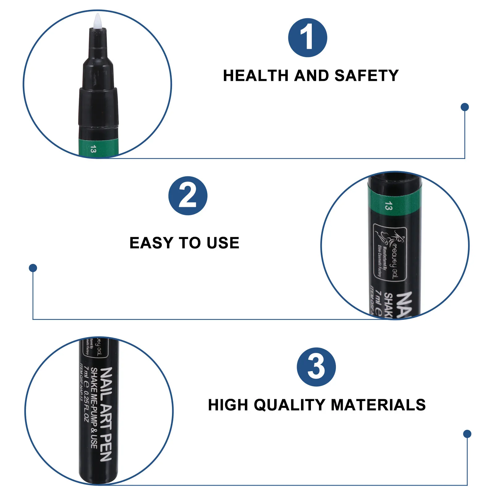 

1pc 3D Eco-Friendly Drawing Tool Durable Compact Manicure Pen For Manicure Tool Nail Art Painting Pen Diy Nail Design (Green)