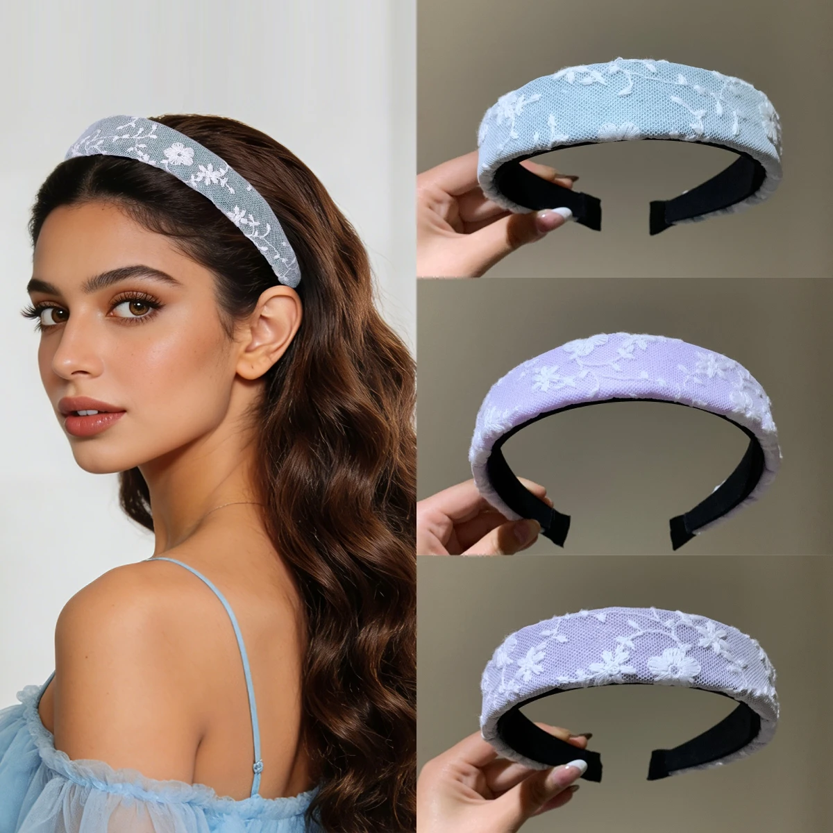 

New Elegant Fashion Headband, Printed Fabric Hair Accessory with Sponge Padding, Sweet-Style Women's Hairband SA106