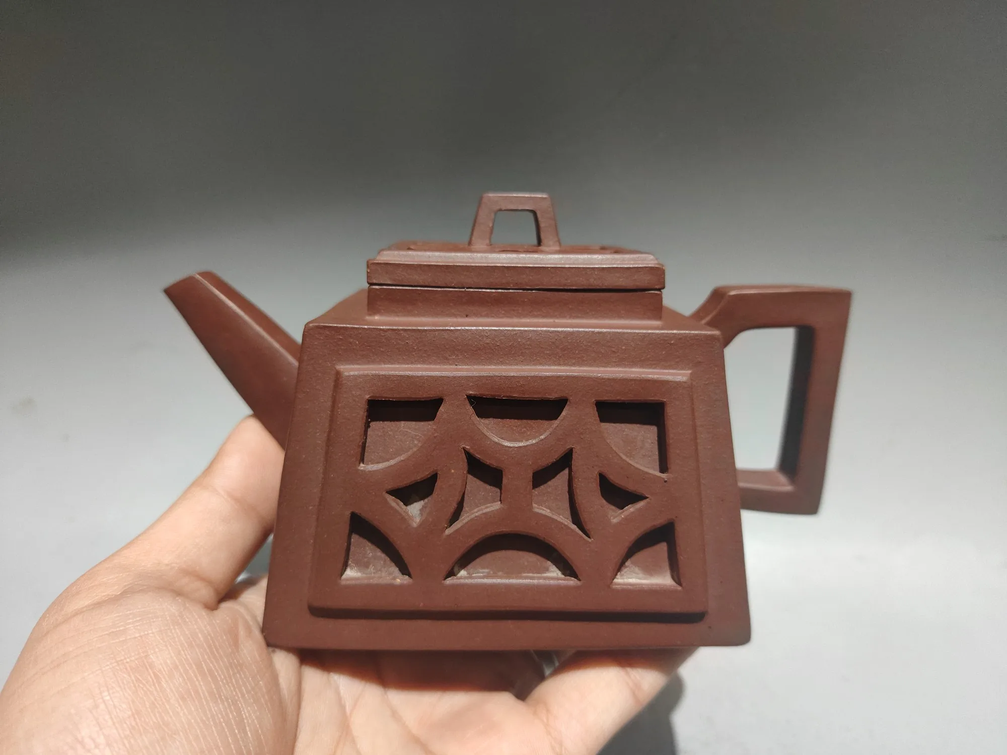 

6 "Китайский Исинский фиолетовый глиняный чайник квадратной формы, горшок с отличной стеной, чайник с выдолбленной стеной, чайник, чайник, офисные украшения