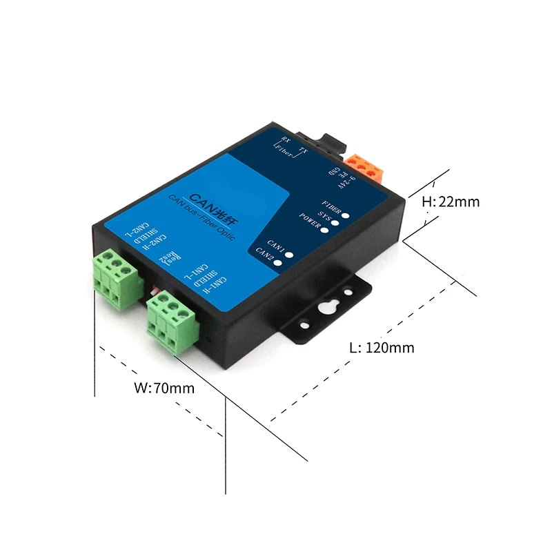 Dual CAN Bus to Optical Fiber Converter