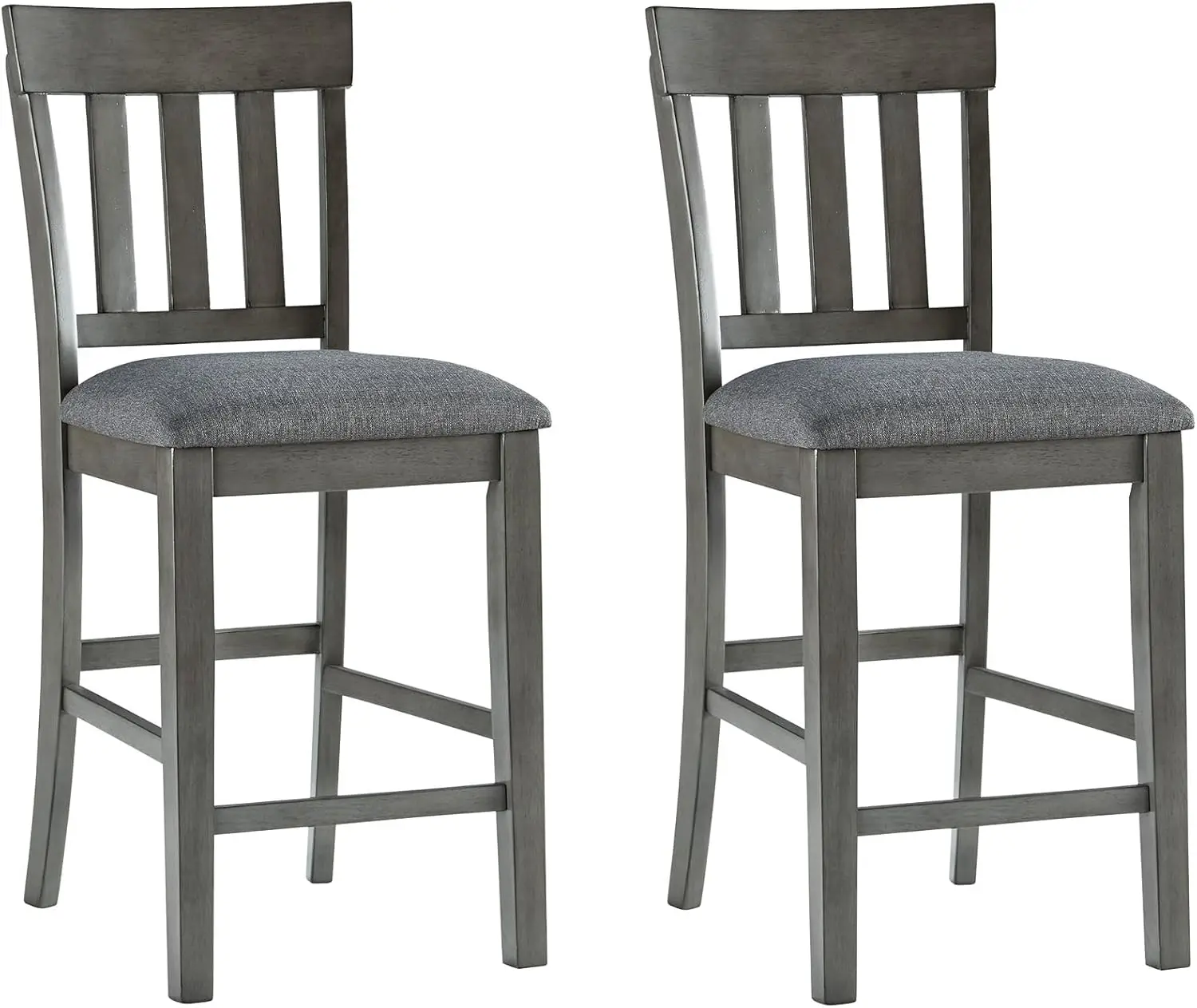 

Hallanden Modern Farmhouse Counter Upholstered Barstool, Set of 2, Comb-back Design, Solid Wood, 25.75" , Dark Gray