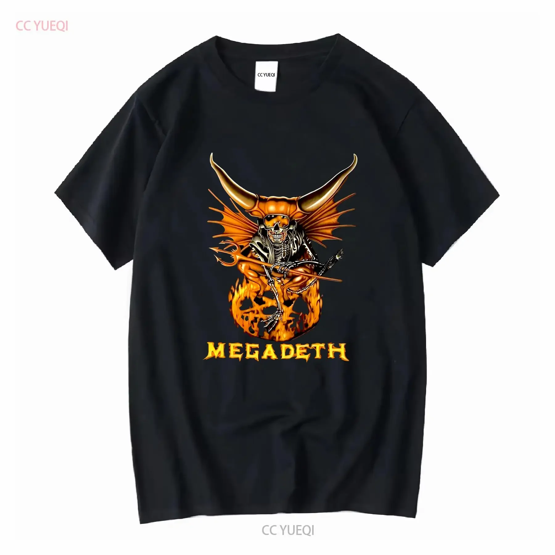 Camiseta Megadeath negra para hombre, concierto de gira 2000, Vic Rattlehead Go To Hell Demon, manga larga o corta, vintage, lavado y estirado
