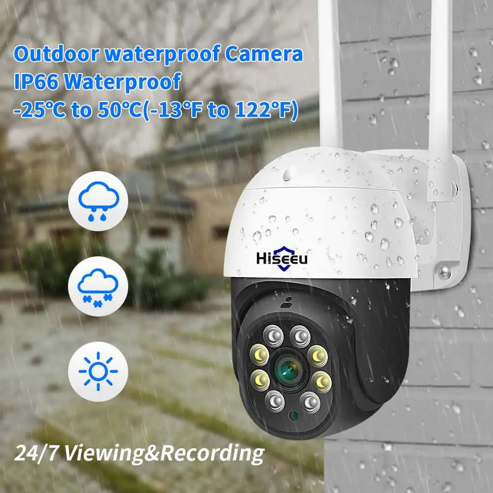 Imagem -02 - Câmera ip Hiseeu-ptz para Segurança Externa Detecção Humana ai Câmeras de Vigilância por Vídeo sem Fio Wifi Cctv Icsee P2p 3mp 5mp H.265x