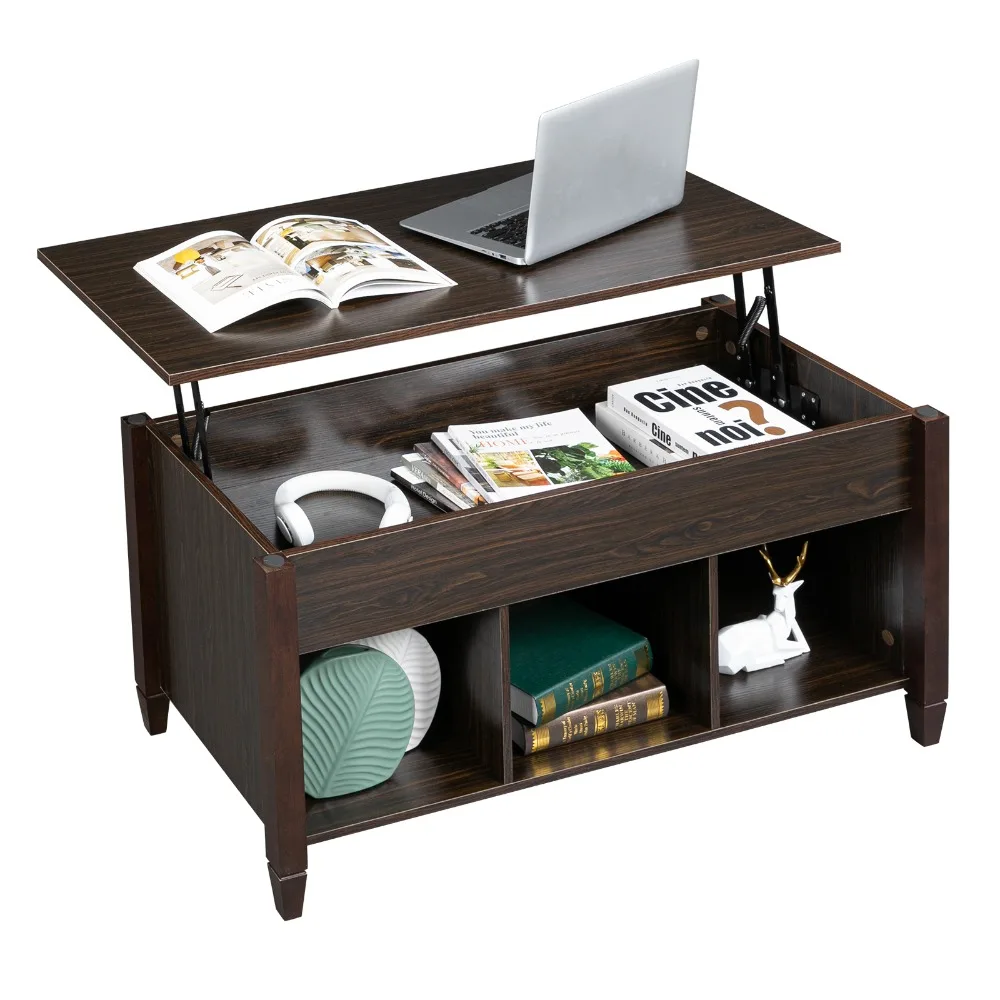 

Lift Top Coffee Table Modern Furniture Hidden Compartment and Lift Tabletop Brown, Café Tables