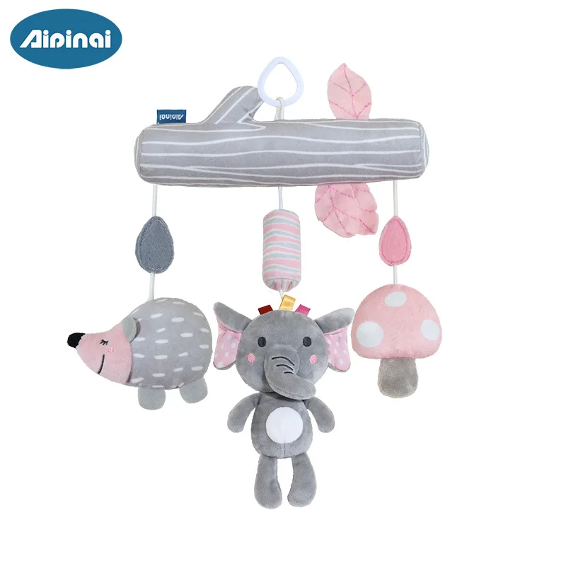 Newborns Spiral Hanging Activity Stroller Toy Baby Carseat Toy Black & White Lion Koala Rattle for Crib Mobile Sensory Toy Gift