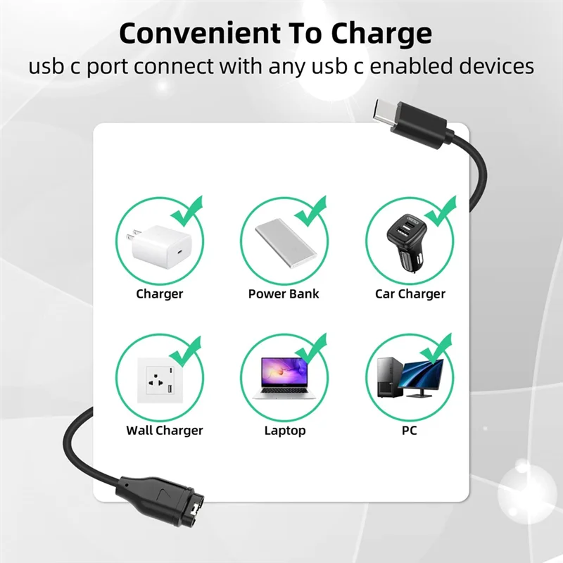 

AA08-2Pcs USBC Charger Compatible With For Garmin Watch Charger,Data Sync Charging Cable For Garmin Fenix 7 6 5 Series(3.3FT)