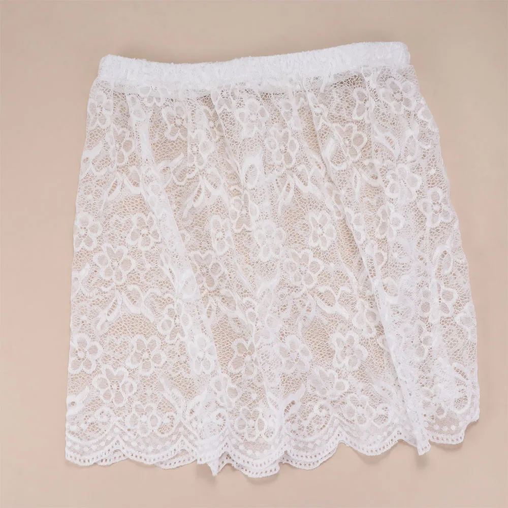 Sweet Flower Lace Petticoat Underskirt Mesh Lace Dress for Women Hight Waist Miniskirt Lining Petticoat Summer