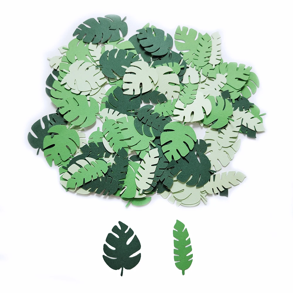 100 Stück Monstera Papier Konfetti Blatt Pflanzen Sommer Party Konfetti Dekor gefüllt Ballon Konfetti Geburtstag Hochzeit Party Dekoration – Detail 1