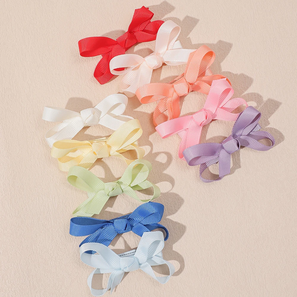 

60pc/lot Solid 2.7" Baby Girls Grosgrain Ribbon Hair Bow Hair Clips Kids Ribbon Bow Hairpins Wrapped Hair Clips Barrettes Bulk