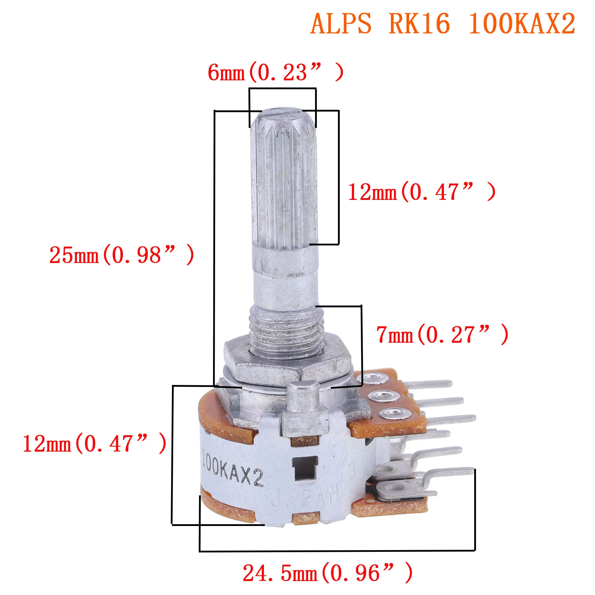 Original Japan ALPS Type16 Type27 10KA 50KA 100KA Dual‑Gang Volume Potentiometer With PCB Board view 5