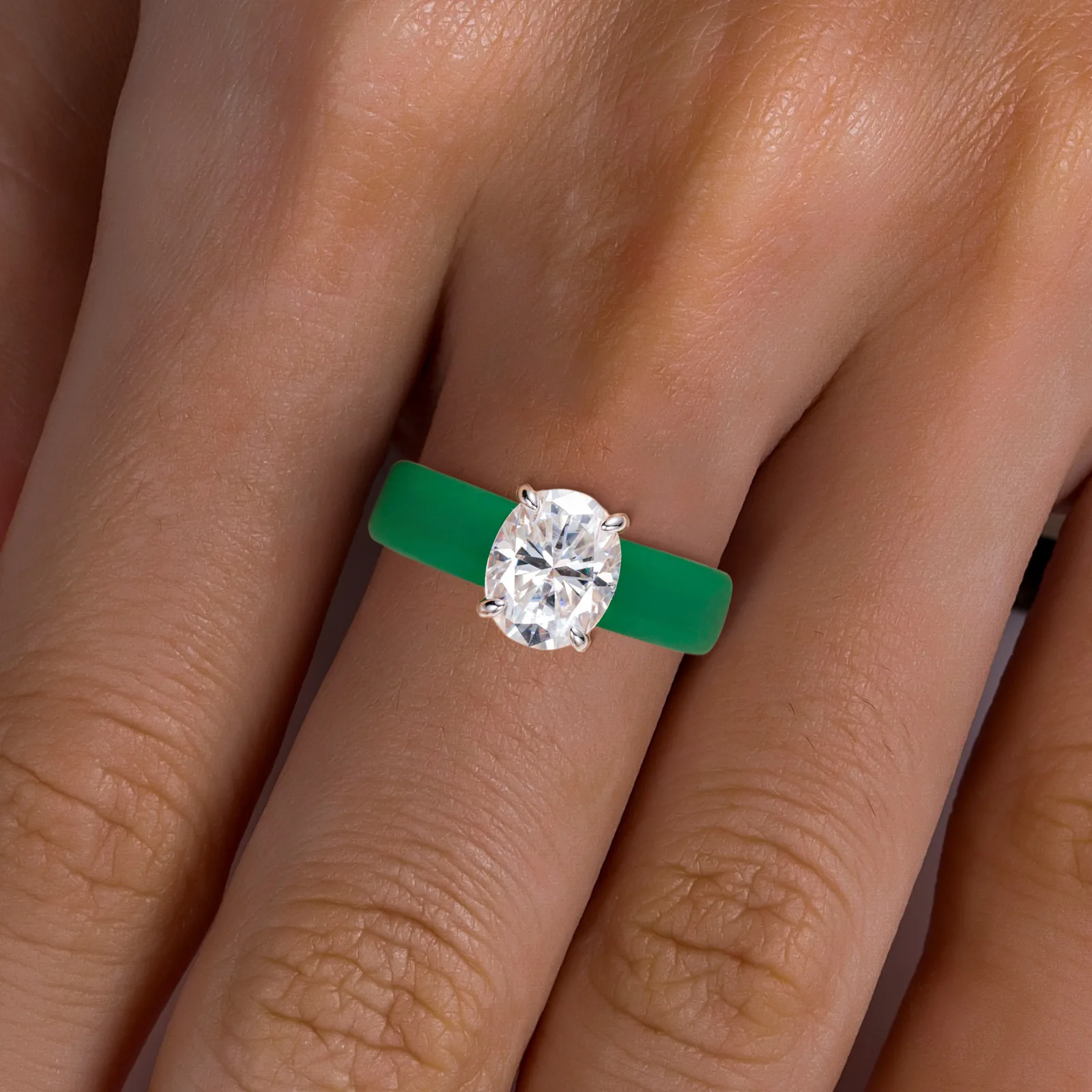 Carnica 8×10mm 3CT Stone Real Moissanite Ring Silicone for Women 100% S925 Sterling Silver Sparkling Wedding Band GRA D Color
