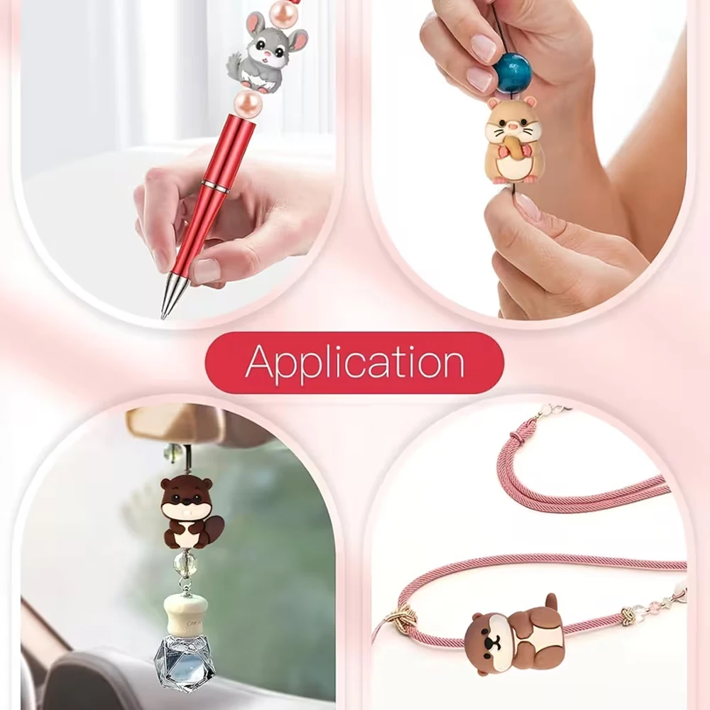 6/33-teiliges 3D Niedliches Tier-Silikonperlen-Set für DIY Perlenketten, Armbänder, Stiftdekoration, Schmuckanhänger usw. Feiertags-Geburtstagsgeschenk – Detail 5