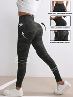 Pockets Camouflage Gym Leggings Women Autumn High Waist Stretch Fitness  Leggings Women Running Outdoors Fashion Pants