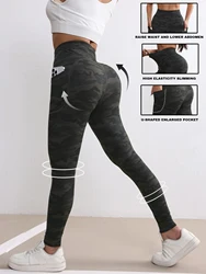 Tasche Camouflage Gym Leggings donna autunno vita alta Stretch Fitness Leggings donna Running outdoor Fashion Pants