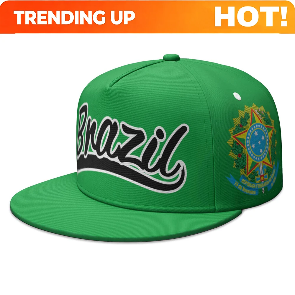 Brazil Free Custom Name Number Flat Brimmed Cap Portugal Flag Portuguese Print Photo Brasil Federativa Country Hip-hop Hat