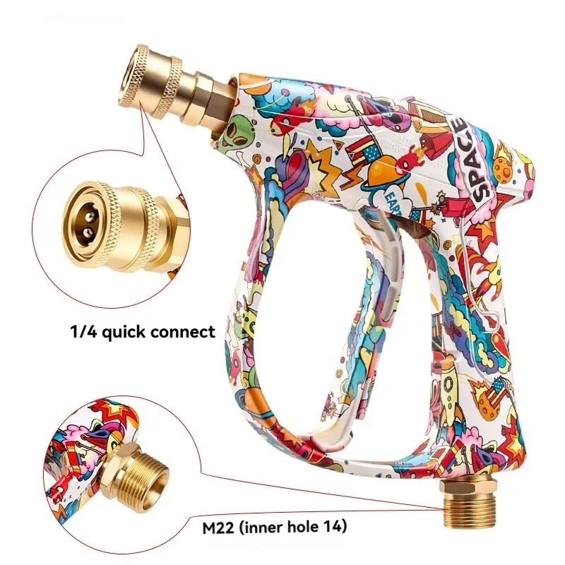 Graffiti Pressure Washer Gun, Aluminum Valve & Copper Head, 5 Color Spray Nozzles, 1/4
